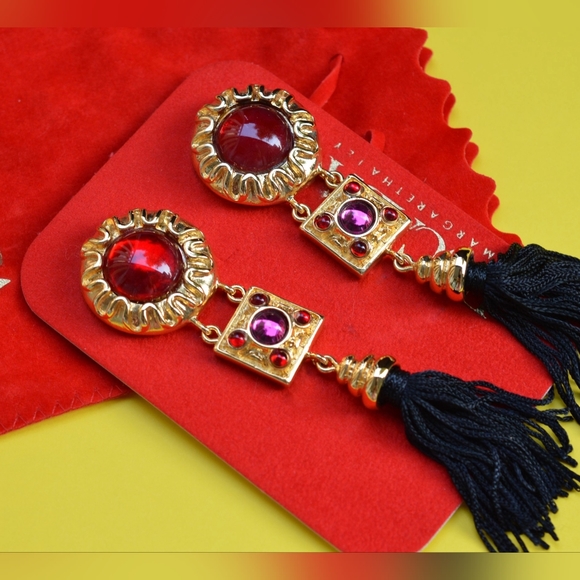 Authentic VINTAGE by ESCADA. Massive Tassel Clip-on Earrings Rare - Picture 4 of 12